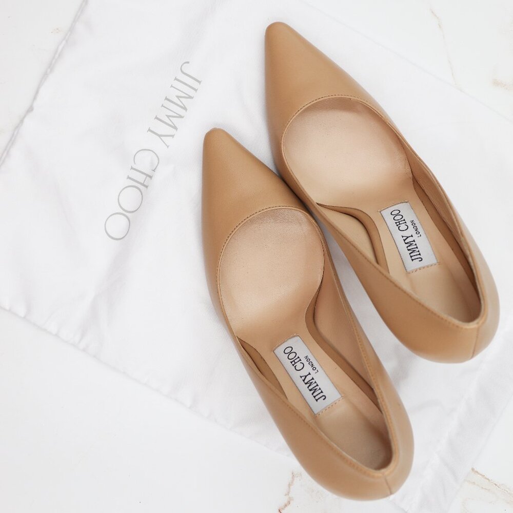 Jimmy Choo Romy 100 Nude Pumps, Size 36